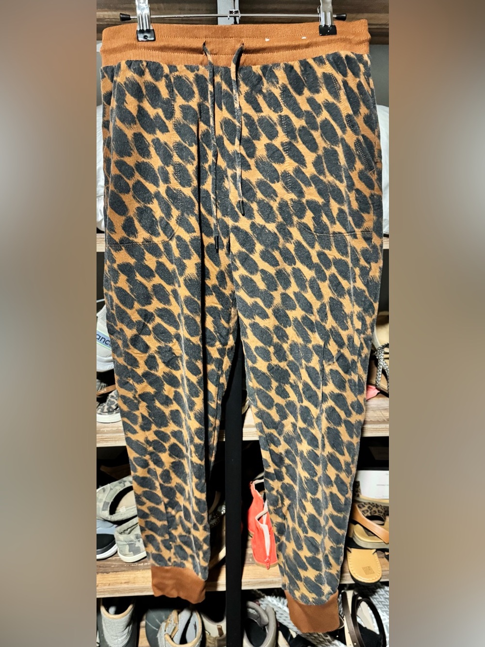 stars above Leopard Print Track Joggers in Rust and Black